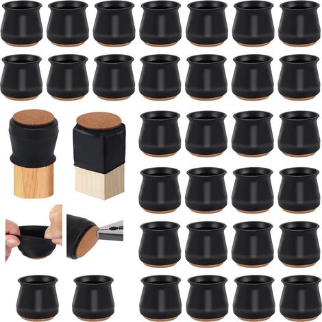 40 couvre-pieds de chaise, protège-pieds de chaise avec feutre, patins en feutre, protecteurs en silicone, protège-pieds de chaise, L-32-50 mm (1/5)