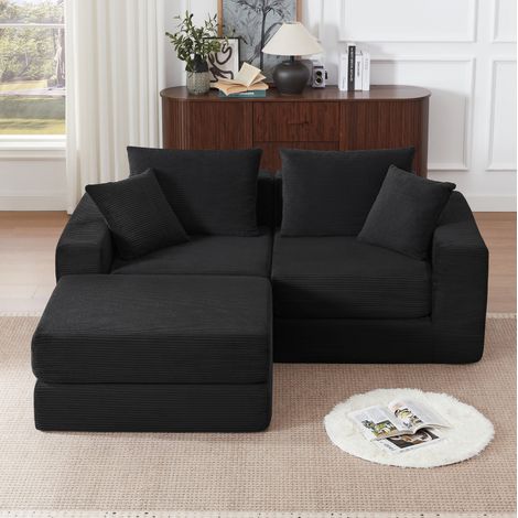 Canapé modulable Loveeat Cloud noir, convertible en lit, base antidérapante, 259,5 x 96 x 80 cm (1/5)