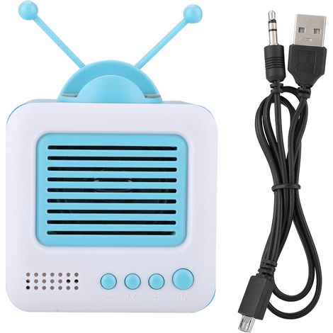 Support TV Vintage Mini avec Haut-parleur Bluetooth Multifonction - 2 en 1 (Bleu) (1/5)