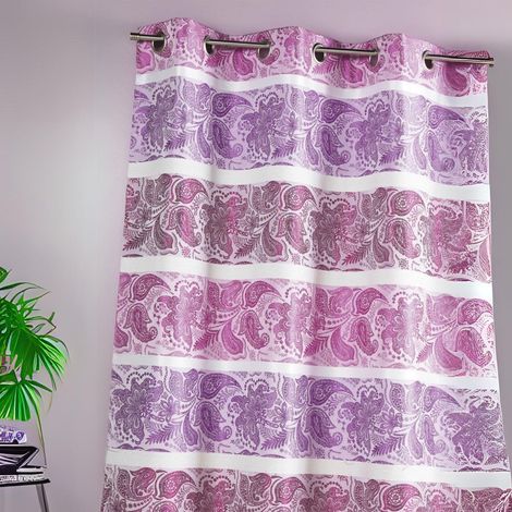 Rideau occultant en jacquard à rayures horizontales Fuchsia 140x260 cm
