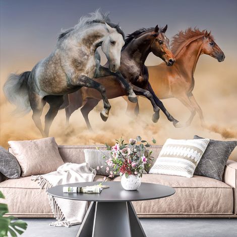 Papier peint panoramique - Chevaux - 130 cm x 86 cm (1/4)