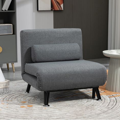 Sillón cama plegable con respaldo reclinable, gris oscuro OKWISH (1/5)