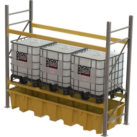 PROVOST - Bac de rétention en polyéthylène jaune pour rack à palettes