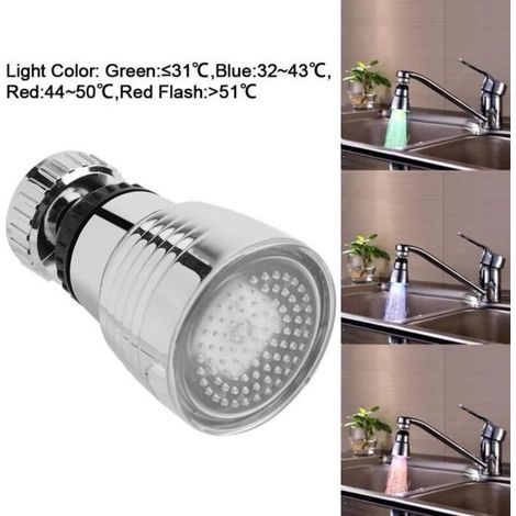 (Bleu, Vert, Rouge)Tête de robinet 360° - LED Température - Économie d'eau - ABS Durable (1/4)