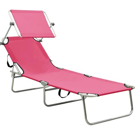 Maison Exclusive - Klappliege mit Sonnendach Rosa Aluminium (1/5)