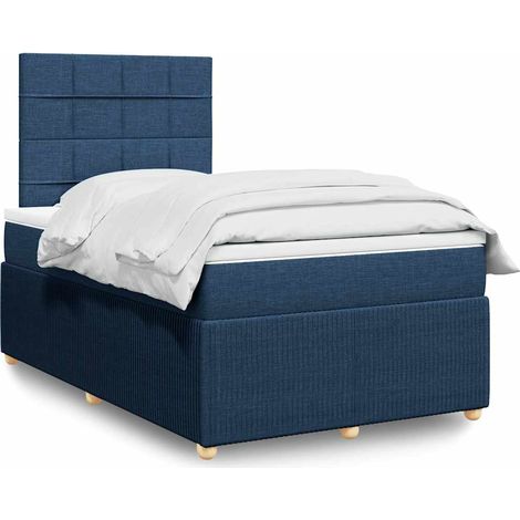 Boxspringbett mit Matratze Blau 120x200 cm Stoff