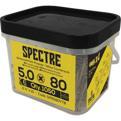 ForgeFix Spectre PZ Compatible Wood Screw CSK ZYP 5.0 x 80mm Mega Tub 1,050 FORSPE580YM