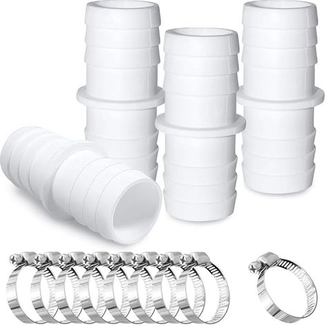 Adaptateur Raccord Piscine, Raccord pour Tuyau Piscine, Ø 32 mm vers 32 mm, kit de raccordement pour tuyaux de piscine, avec Colliers de Serrage, Convient Aux Piscines, Jardins (32mm) (1/5)