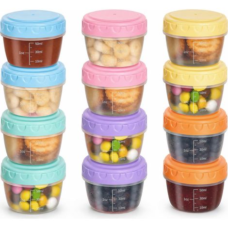 12 Pièces Petite Boite Plastique, Mini Récipients Hermétiques 80ml, Boîtes de Conservation Alimentaire Sans BPA, Boîte Alimentaires - Pour Sauces, Épices (1/5)