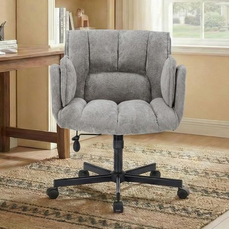 Chaise de bureau ergonomique pivotante avec roulettes et accoudoirs rabattables Chaise de bureau large avec soutien lombaire à air, jusqu’à 150 kg