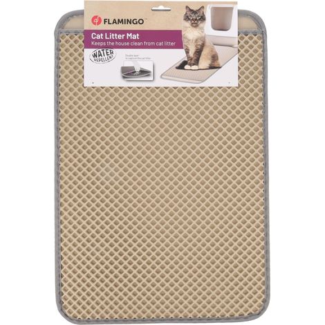 Tapis de Litière Antidérapant pour Chat - Idéal pour Siamois, Chartreux, Bengal et Persan - 61 x 41 cm, Beige (1/5)