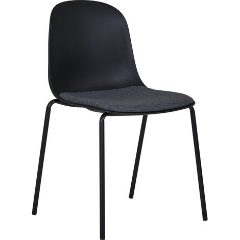 Set 2 sedie da pranzo Madalena in Nero con Gambe Nere