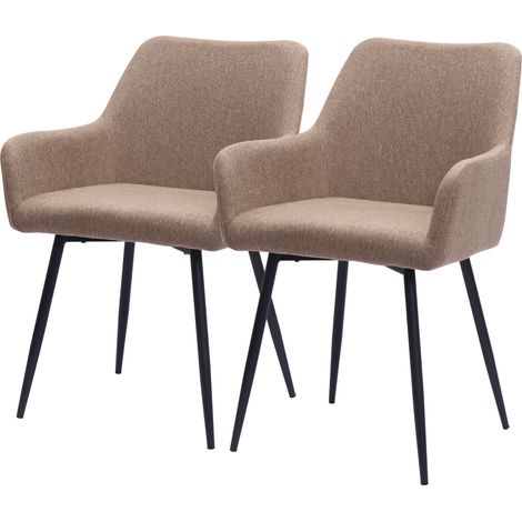 CHICFURN Juego de 2 sillas de comedor con reposabrazos, tejido beige y patas de metal (1/5)