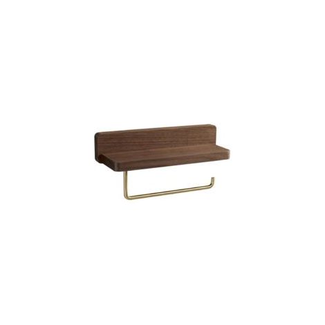 (10x30 CM) Soporte doble para papel higiénico, madera maciza de haya, montaje en pared, autoadhesivo, esquinas redondeadas, decoración para baño, nogal negro - Crezuo (1/4)