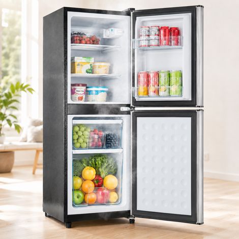 Mini Frigo 106 L Écoénergétique, 60L Froid + 46L Congélateur, 7 Réglages Température, LED, Clayettes Réglables, Silencieux 45 dB (1/5)