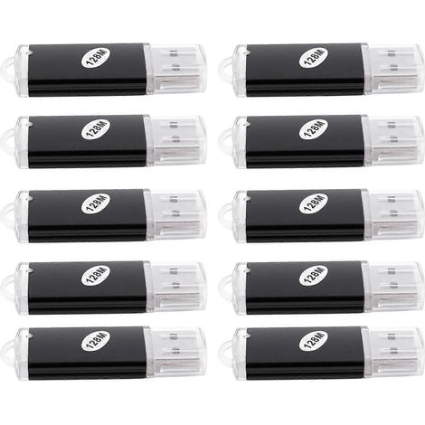Clé USB 10 en 1 noire 128 Mo avec boîtier métallique (1/5)