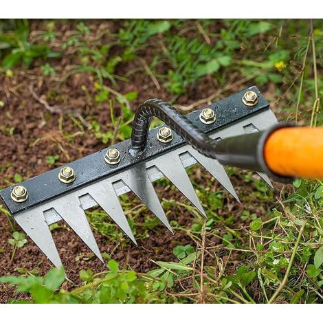 5/6/7/8 Dents Râteau de Désherbage,Outil Désherbage Jardin Multifonction en Métal pour Désherbage, Ameublissement du Sol, Semis (5 Dents) 5 - (1/5)