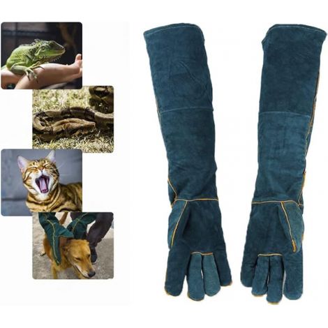 Anti-Bite Animal Handling Gloves, 60cm Multi-Purpose Leather Work Gloves for Welding, Gardening or Handling Dogs/Cats/Birds/Lizards/Hawks/Reptiles (1/5)