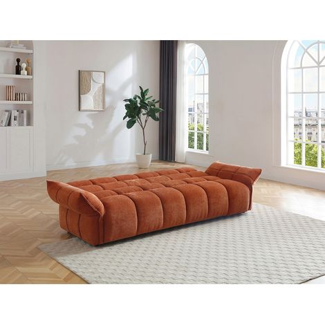 Divano letto 3 posti clic-clac in tessuto ciniglia terracotta - HAKEMO (1/4)