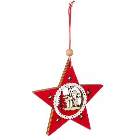 Weihnachtsstern Holz Anhänger mit durchbrochenem D20 -