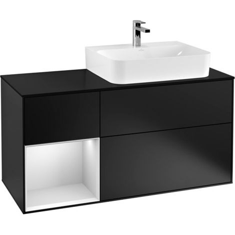V&B Waschtischunterschrank Abdeckplatte Gl. bla m Finion 120cm, Reg li wh. m Lac, bla m lacquer (1/2)