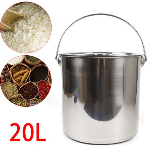 Seau en acier inoxydable - 20L - Seau de cuisine - Seau à nourriture - Seau à glace - Seau à lait en acier inoxydable avec couvercle (1/5)