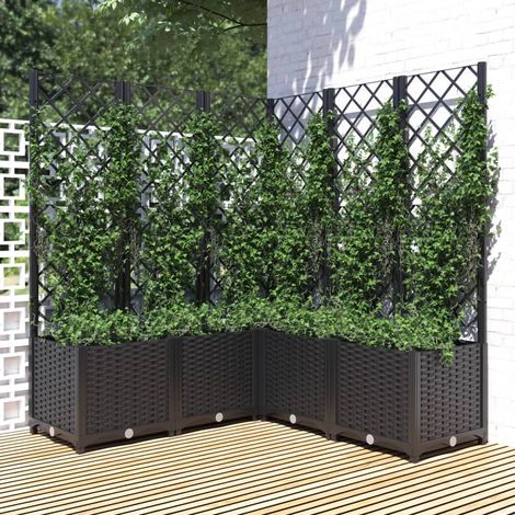 Bac à fleurs,Jardinière avec treillis Noir 120x120x136 cm PP -36311 (1/5)
