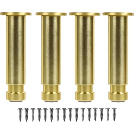 4Pcs Pieds de Meuble Réglables en Aluminium Allié - Hauteur Ajustable, Pieds de Rechange métal pour Table Basse, Armoire, Salle de Bain, Canapé, lit - Support Solide et Durable (Doré, 20CM) (1/5)