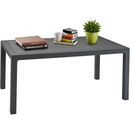 Dmora - Gartentisch Solero, Picknickbasis, Garten-Esstisch, Mehrzweck-Außenbank, 95x161 h75 cm, Anthrazit