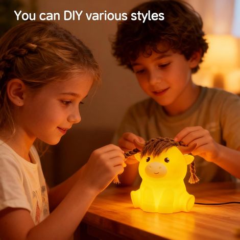 Veilleuse LED vache des Highlands mignonne - Veilleuse tactile rechargeable USB en silicone ultra doux - Idéale pour le camping, les fêtes et la décoration de chambre (Vache des Highlands) (1/4)