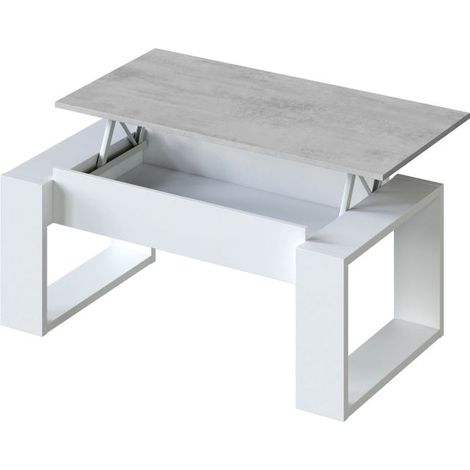 Mesa de centro elevable Nova Blanco Artik (Blanco Mate) - Gris Cemento 105cm (ancho) x 45–54cm (alto) (1/5)