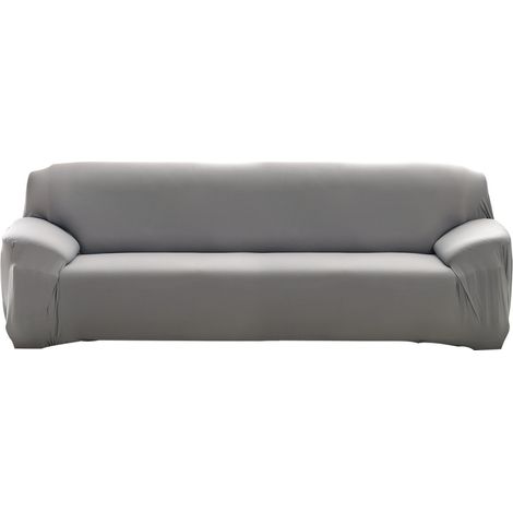 Housse de canapé élastique imperméable pour canapé 4 places, protection antidérapante en polyester et spandex, gris (1/4)