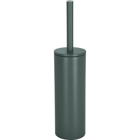 x WC-Bürste – Stahlhalterung – Austauschbarer Bürstenkopf – Hygienischer, geschlossener Behälter – Für Badezimmer – Mattdunkelgrün – 40 x 9,5 x 9,5 cm (1/3)