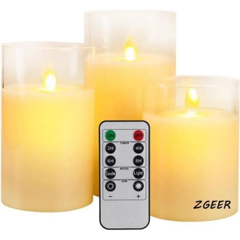 3pcs bougies décoratives, bougie en verre sans flamme, parfait pour les décorations de vacances ornements mariage cadeau parfait (1/5)
