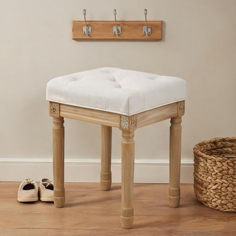 Tabouret repose-pieds en lin beige 42 x 32 x 46,5 cm (1/5)