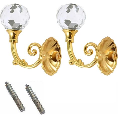 JSSEVN - Set of 2 wall-mounted curtain tiebacks - gold (1/5)