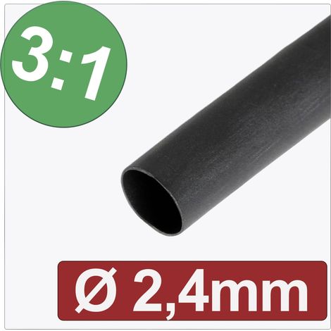 QUADRIOS 24CA283 GAINE THERMORéTRACTABLE AVEC COLLE NOIR 2.40 MM 0.80 MM TAUX DE RETREINT:3:1 MARCHANDISE VENDUE AU MÃTRE