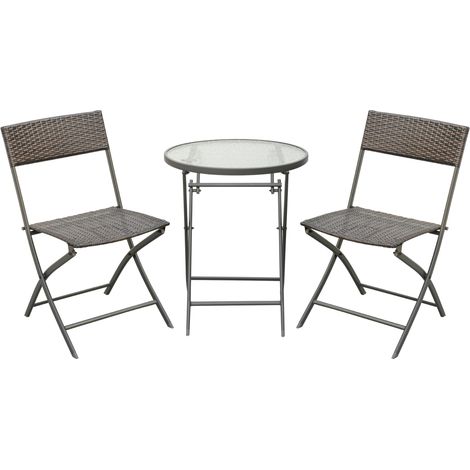 Conjunto de Mesa y 2 Sillas Muebles Ratán para Jardín Exterior Patio Terraza (1/5)