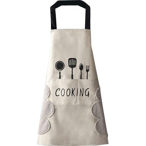 Küchenschürze für Damen mit Handtrockentaschen, großer Tasche, wasserdicht, zum Händetrocknen, zum Kochen und Backen (1/5)