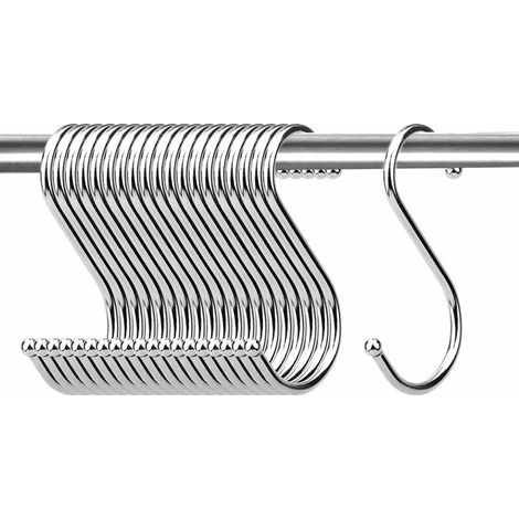 Lot de 20 crochets de suspension en S robustes de 6.4 cm en forme de S pour cuisine, salle de bain, chambre à coucher et bureau (lot de 20, petits, argent) Lefou (1/5)