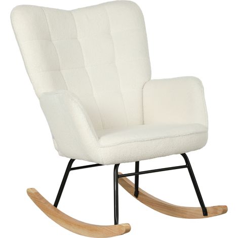 Fauteuil à bascule non tissé avec accoudoirs ergonomique pistes en bois blanc