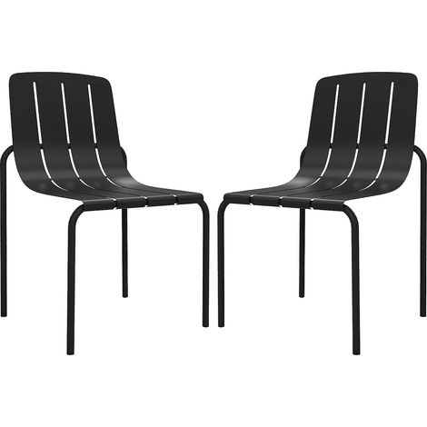 Lot de 2 chaises de jardin empilables en métal - Noir - BALVORA de MYLIA