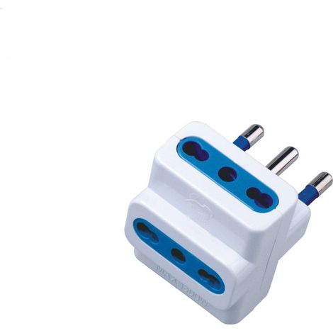 Adaptateur Triple 16A, Prise Italienne Tripolaire 250V Ca, Puissance Maximale 1500W, Blanc, Compatible Avec Les Normes Civiles Italiennes. (1/3)