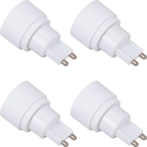 Adaptateur de Douille Lampe G9 vers E14 Blanc Compact et Facile à de 4 Pièces en Métal et Plastique pour Lampe de Plafond (1/5)
