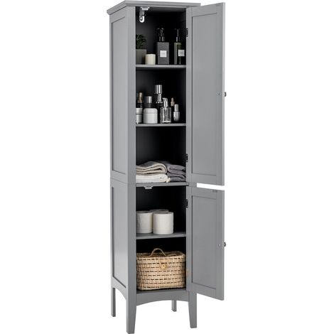 5-Tier Bathroom High Cabinet Freestanding Storage Cabinet Organizer 2 Shelves (1/5)