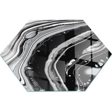 Plaque en verre trempé de sol décorative imprimée premium sous cheminée Vagues et lignes abstraites h40 cm (1/5)