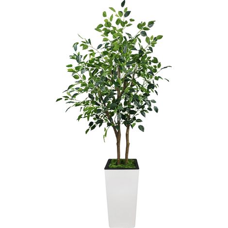 Ficus artificial, hojas de seda realistas, fácil de cuidar, 152 cm (5 pies) (1/2)