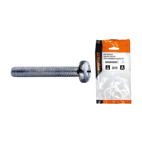 VITE METALLO TC ZINCATA SELF WORKIT - CAVA PH CLASSE 4.8 FILETTO INTERO MM 6X10 CF=PZ 23- 5 confezioni