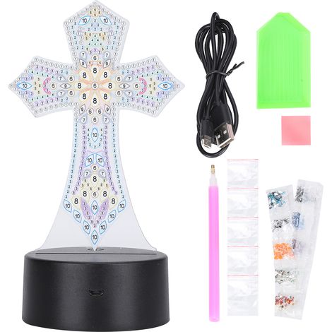 Lampe de Nuit LED 7 Couleurs USB avec Base Acrylique pour Peinture Diamant DIY - Décoration Maison (DP03) (1/5)