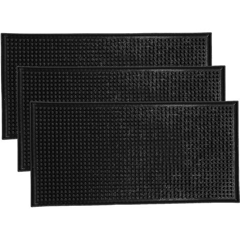 Set mit 3 schwarzen Barmatten, Spritzschutz, Abtropfmatten für Gläser, Cocktail-Serviermatten für Arbeitsplatten (12 Zoll)